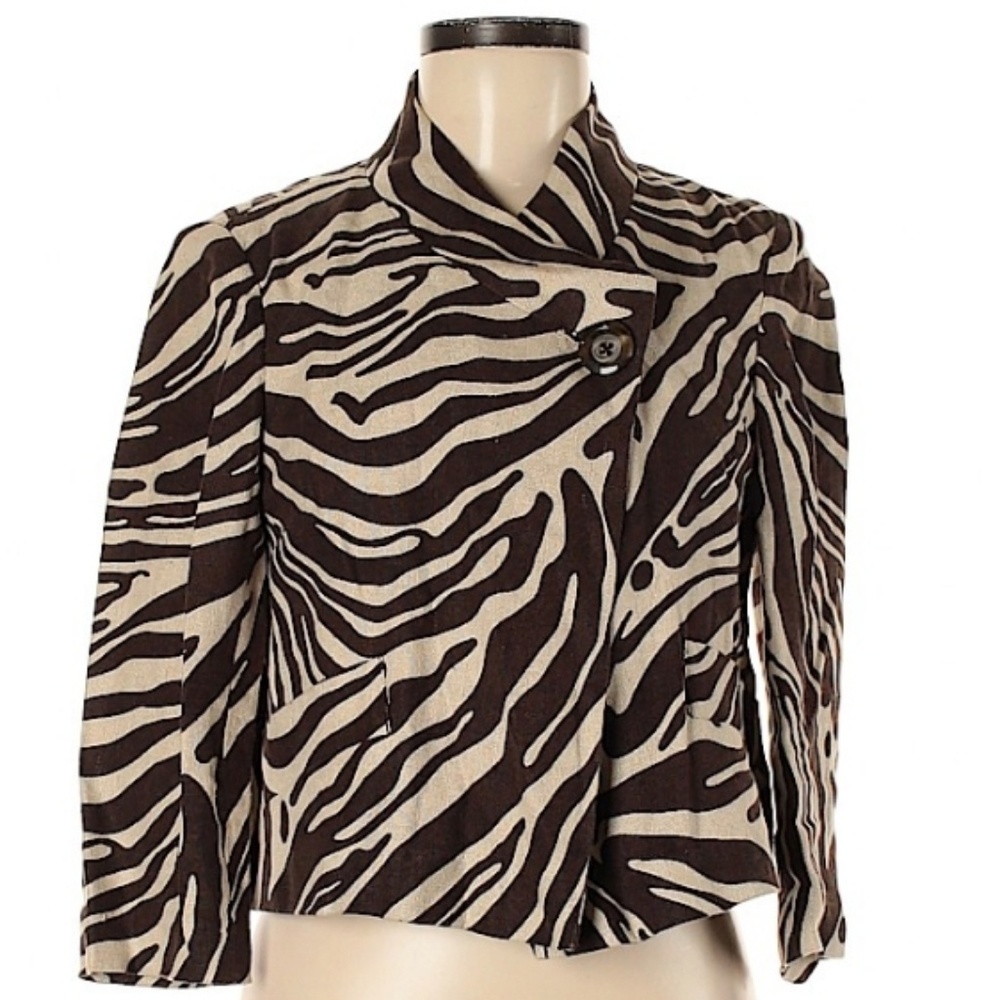 Michael Kors Zebra Print Linen Jacket - image 1